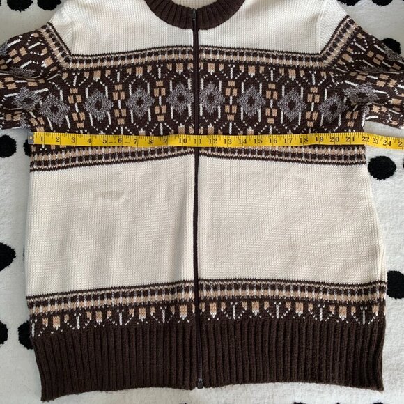 Vintage 90s St Michael Crew Neck Full Zip Fair Isle Cardigan Fishermans Sweater - Picture 13 of 15